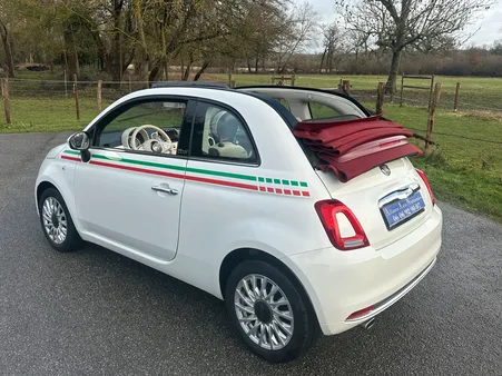 Fiat 500 c italia 80 ch phase 2 bianco gelato capote bordeaux 1ere main historique complet