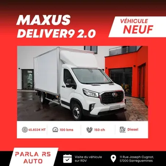 Maxus Deliver9 2.0 150ch propulsion caisse 20m3 hayon 750kG