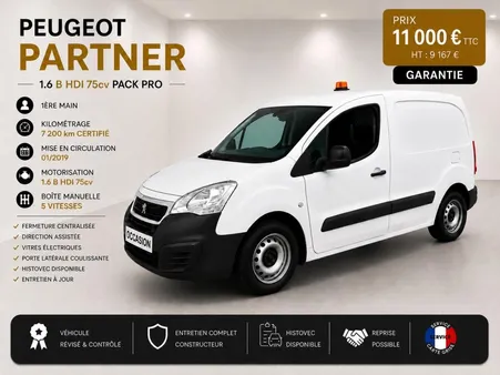 Peugeot Partner 1° Main / 1.5L B HDI 75cv Pack PRO Seulement 7 200km  idem berlingo, kangoo, com...