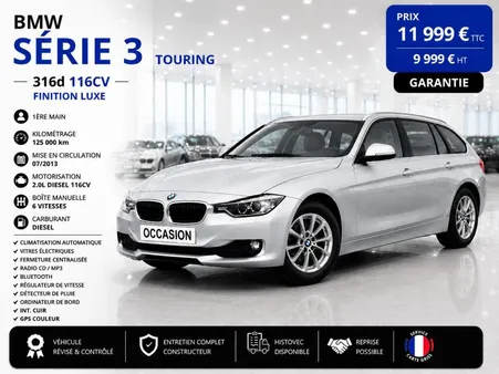BMW 316 1° Main / Série (F31) Pack LUXE TOURING Cuir/GPS/Tél CT-OK
