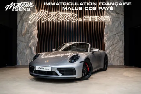 911 TYPE 992 CARRERA 4 GTS CABRIOLET 480CH - PDCC - Roues AR directrices - Sièges Sport 18 positions - Pack int Carbone - Burmester - Phares Matriciels à Led - Assistance parking AV/AR et vue 360°