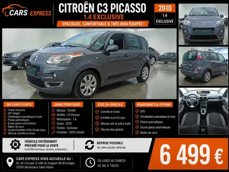 Citroen c3 picasso exclusive 1.4 garantie 6mois excellent etat