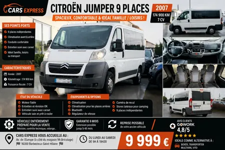 CITROËN JUMPER 2.2 HDI 100cv 9PLACES LUXE GARANTIE 6MOIS